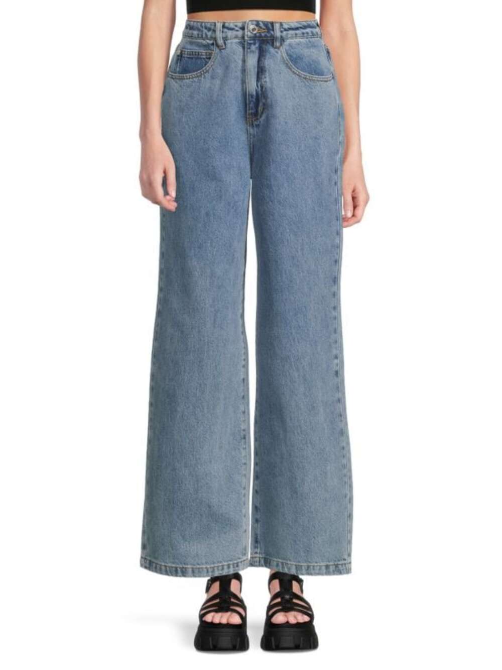 Weworewhat high rise wide leg blue jeans size 24